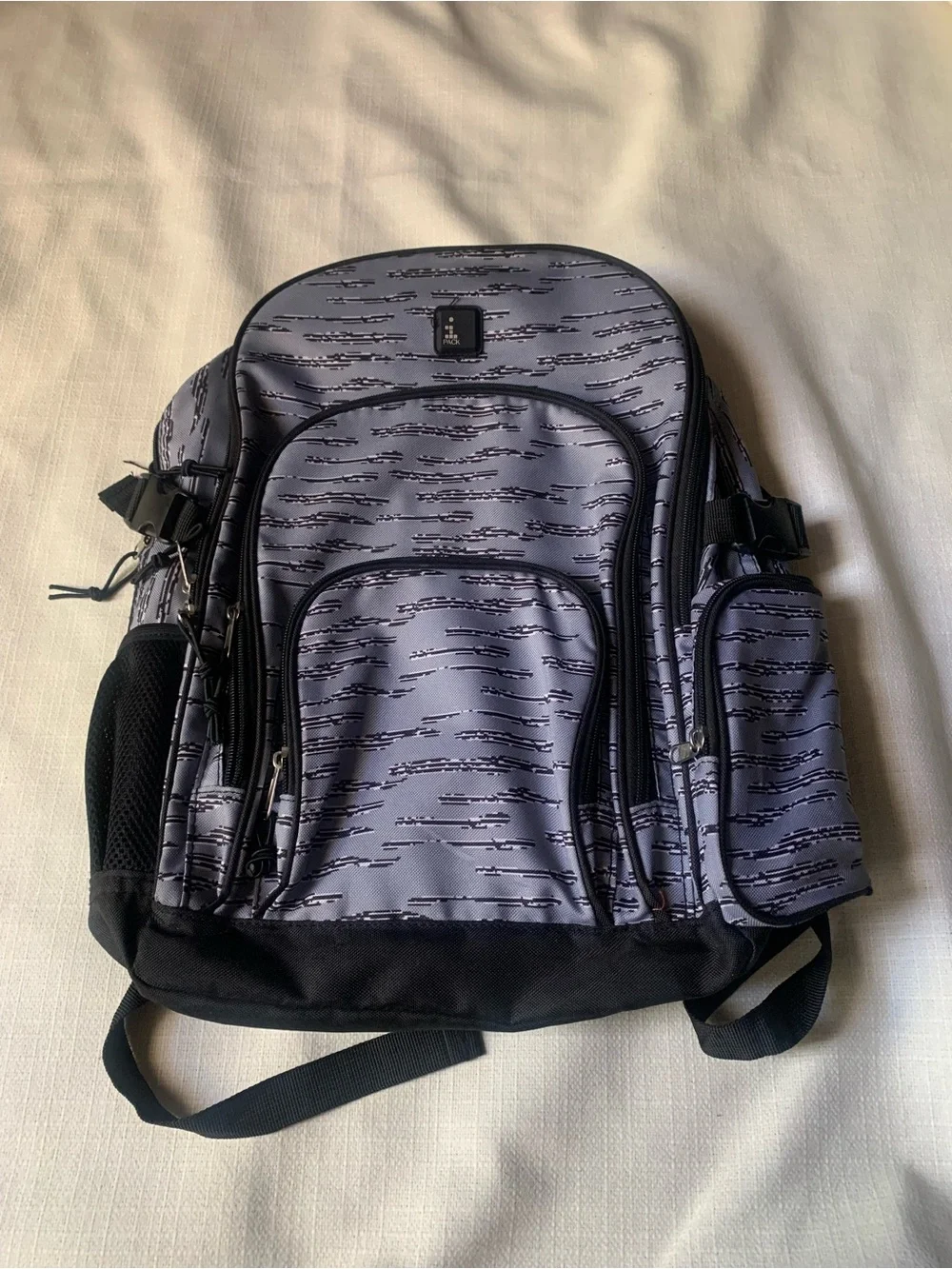 Men's Gray Patterned Multi-Pocket Backpack